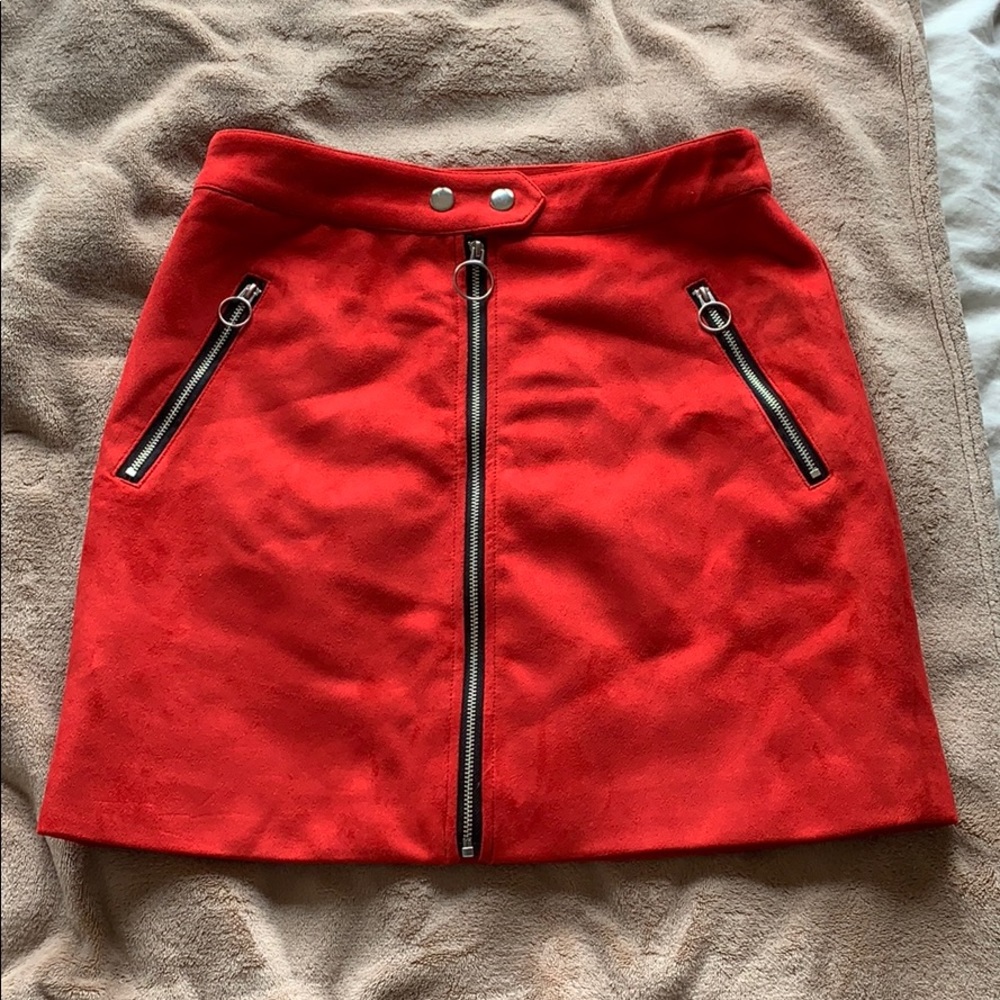 Red mini skirt